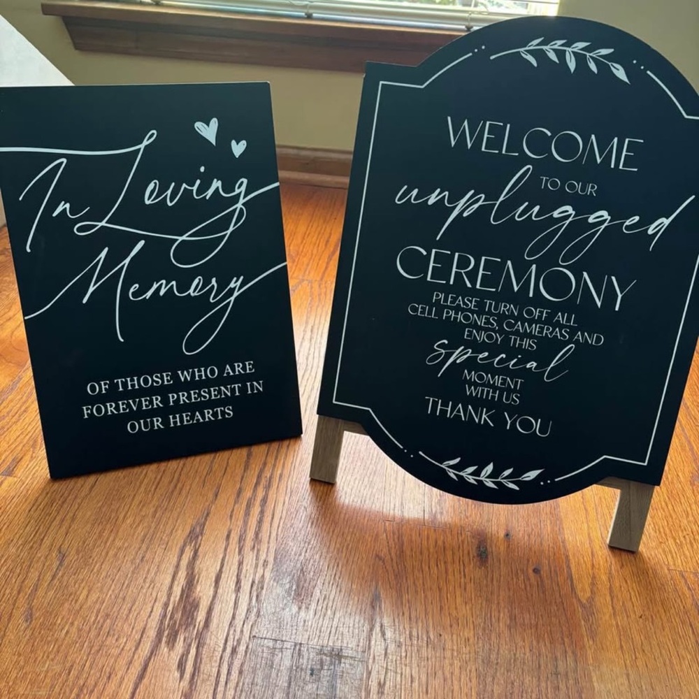 Black and White Ceremony Signs